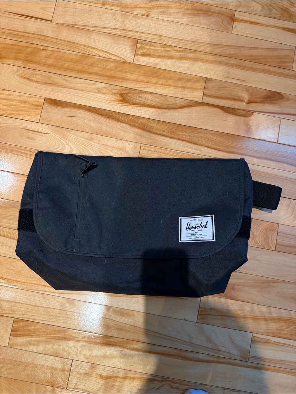 Herschel Supply Company Black Canvas Messenger Bag with Patch Logo